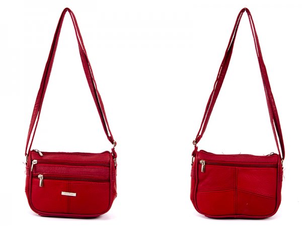 3758 Red Small Across Body Bag with Top Zip 2 Front