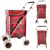 ST6000-S RED CHECK 6 WHEEL SHOPPING TROLLEY