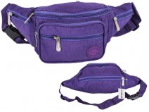2522 PURPLE Crinkled Nylon Bumbag with 6 Zip Pockets