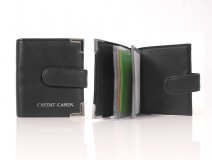 7310 BLACK Grained PU 20 Leaf C.Card Case with Tap
