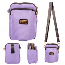 2437 LILAC POLYESTER DOUBLE ZIP RND X-BODY BAG WITH ADJ STRAP