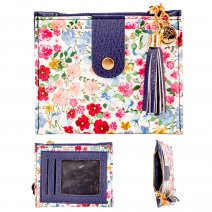 LW193 NAVY FLORAL PURSE WITH ZIP COIN SECTION