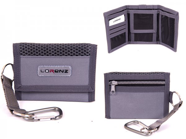 7999 GREY Small Trifold Sports Wallet with Belt Hook