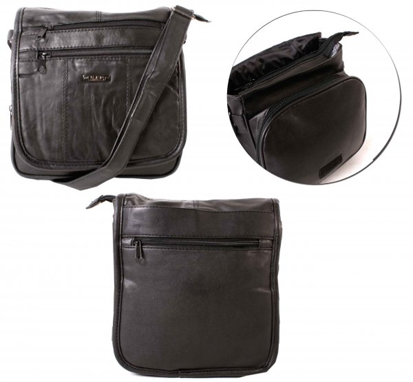 LL-8059 real leather shoulder bag black