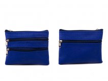 1506 Grained PU Purse with 4 Zips & Keyring NAVY