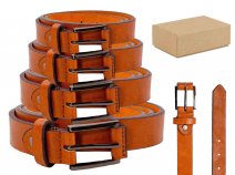 2732 TAN 1.25'' ALL SIZE BELT WITH GUN METAL BUCKLE BOX OF 12