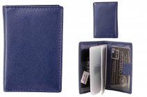 0454 NAVY RFID PROOF LEATHER CARD HOLDER