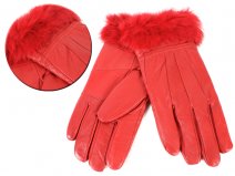 8912 RED LEATHER FUR TRIM LARGE