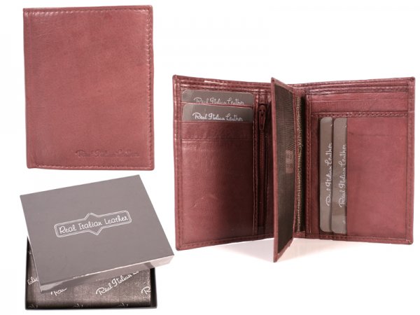 021 BROWN REAL ITALIAN LEATHER WALLET - S115
