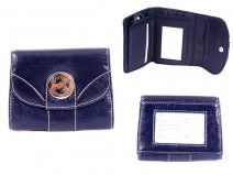 7433 BLUE PU PURSE WITH POPPERED FRONT ID REAR