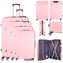 T-HC-LS-01 PINK SET OF 4 TRAVEL TROLLEY SUITCASES