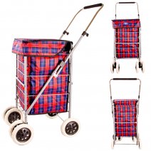 ST6000-S RED/NAVY CHECK 6 WHEEL SHOPPING TROLLEY
