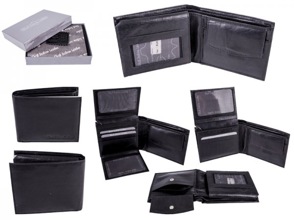 1011 BLACK - RFID Card Protection Genuine 100% R Leather Wallet