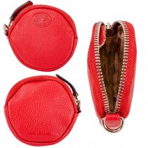 0587 ROSSO PEBBLE LEATHER ROUND COIN/ACCESSORY PURSE