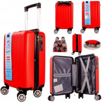 T-HC-US-07 RED 15.7'' UNDER-SEAT CABIN-SIZE TROLLEY SUITCASE