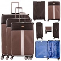 EA-7010 GREY/BLACK LIGHTWEIGHT SET OF 3 TRAVEL TROLLEY SUITCASES
