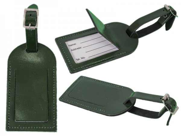 LEATHER TAG PATENT GREEN