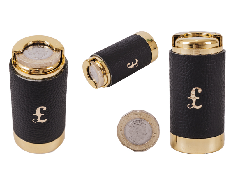 8605 £1 Coin Holder Black Leather - Click Image to Close