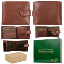 1008 BROWN REAL ITALIAN LEATHER WALLET BOX OF 12