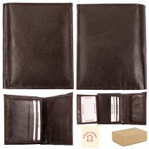 S-089 BROWN LEATHER WALLET BOX OF 12