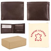 S-086 BROWN LEATHER WALLET BOX OF 12