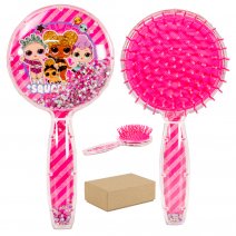 2415-8556 LOL BOX OF 12 TRANSPARENT BACK WITH GLITTER HAIR BRUSH