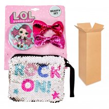 2096-8279 LOL BOX OF 12 SEQUIN POUCH HAIR CLIPS ACCESSORIES SET