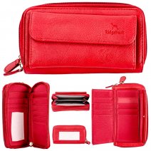 JBPS123 RED WALLET PURSE W/MULTIPLE CARD SECTION